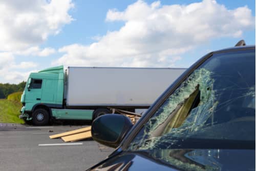 Car hit by truck, Boise truck accident lawyer concept